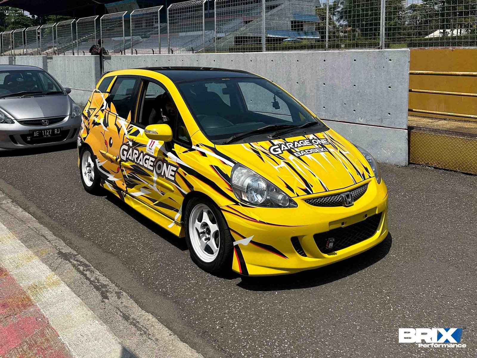 Garage One’s Honda Jazz GD3 with Pikachu livery at Sentul Circuit, enhanced with BRIX Performance Competition Series.