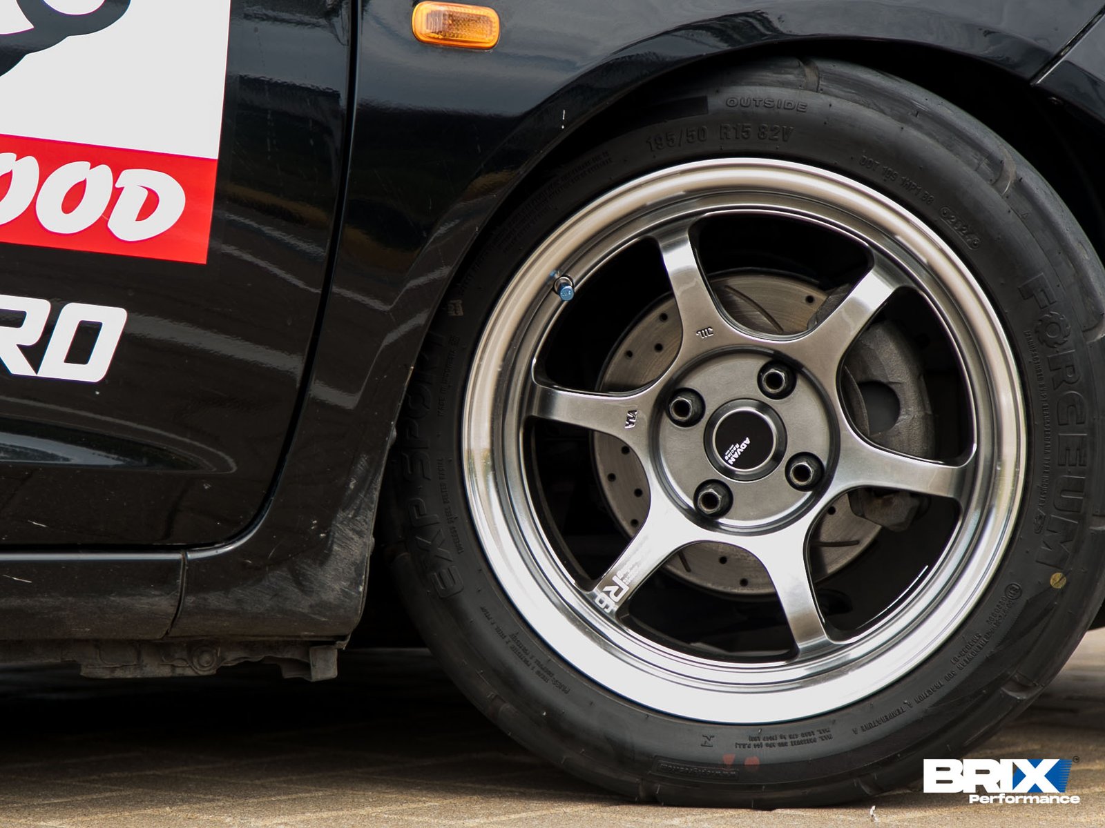 Side profile of Honda Brio DD1 equipped with BRIX Performance Street Series brakes.
