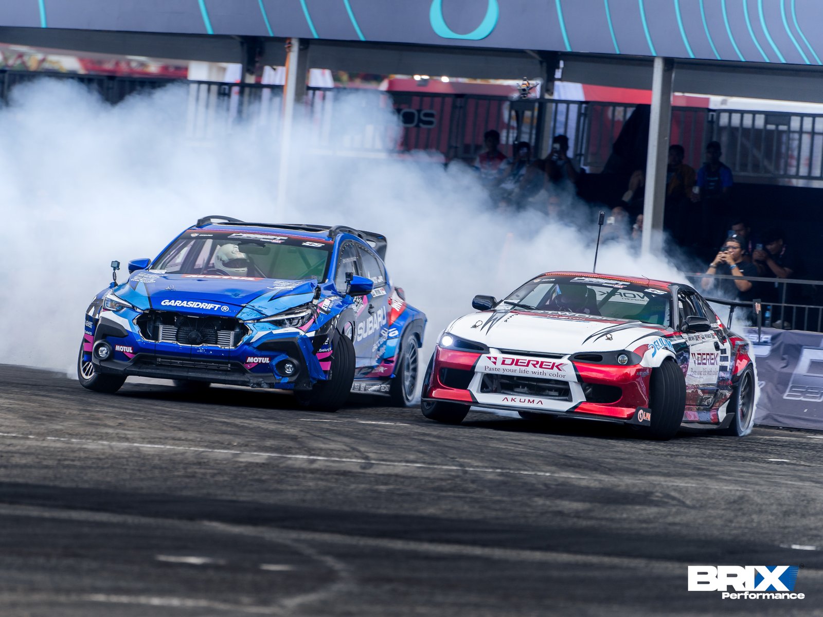 Subaru Crosstrek on tandem battle during Southeast Asia Drift Series.