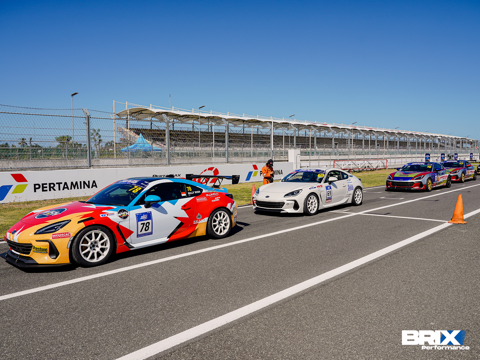 Subaru BRZ lining up before entering Mandalika International Street Circuit.