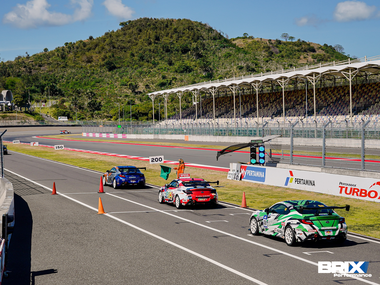 Subaru BRZ lining up before entering Mandalika International Street Circuit.